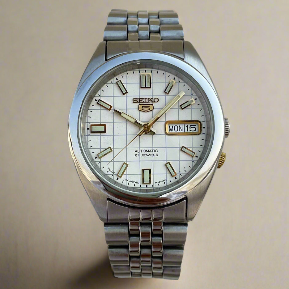 Seiko 5 White Checkered Dial