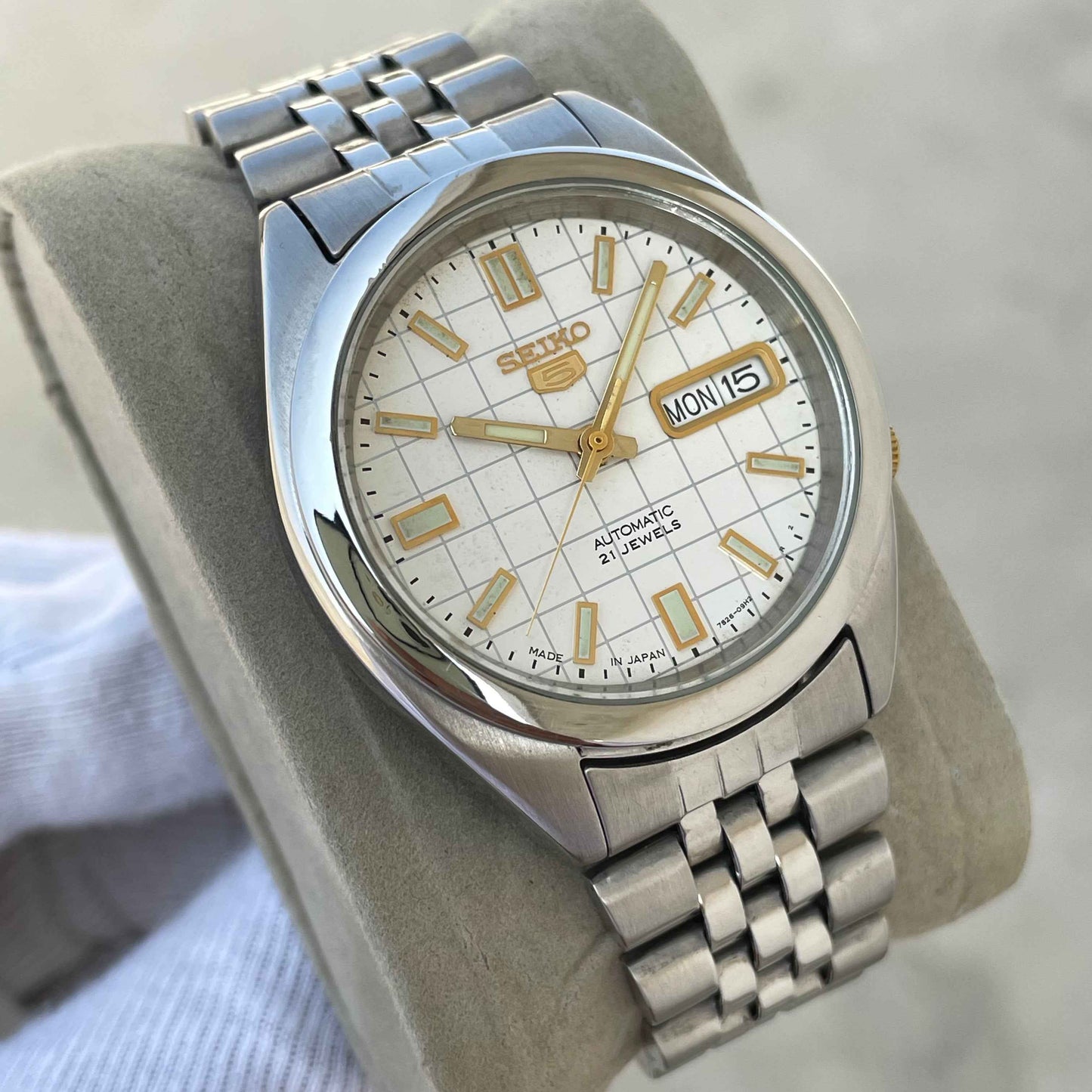 Seiko 5 White Checkered Dial