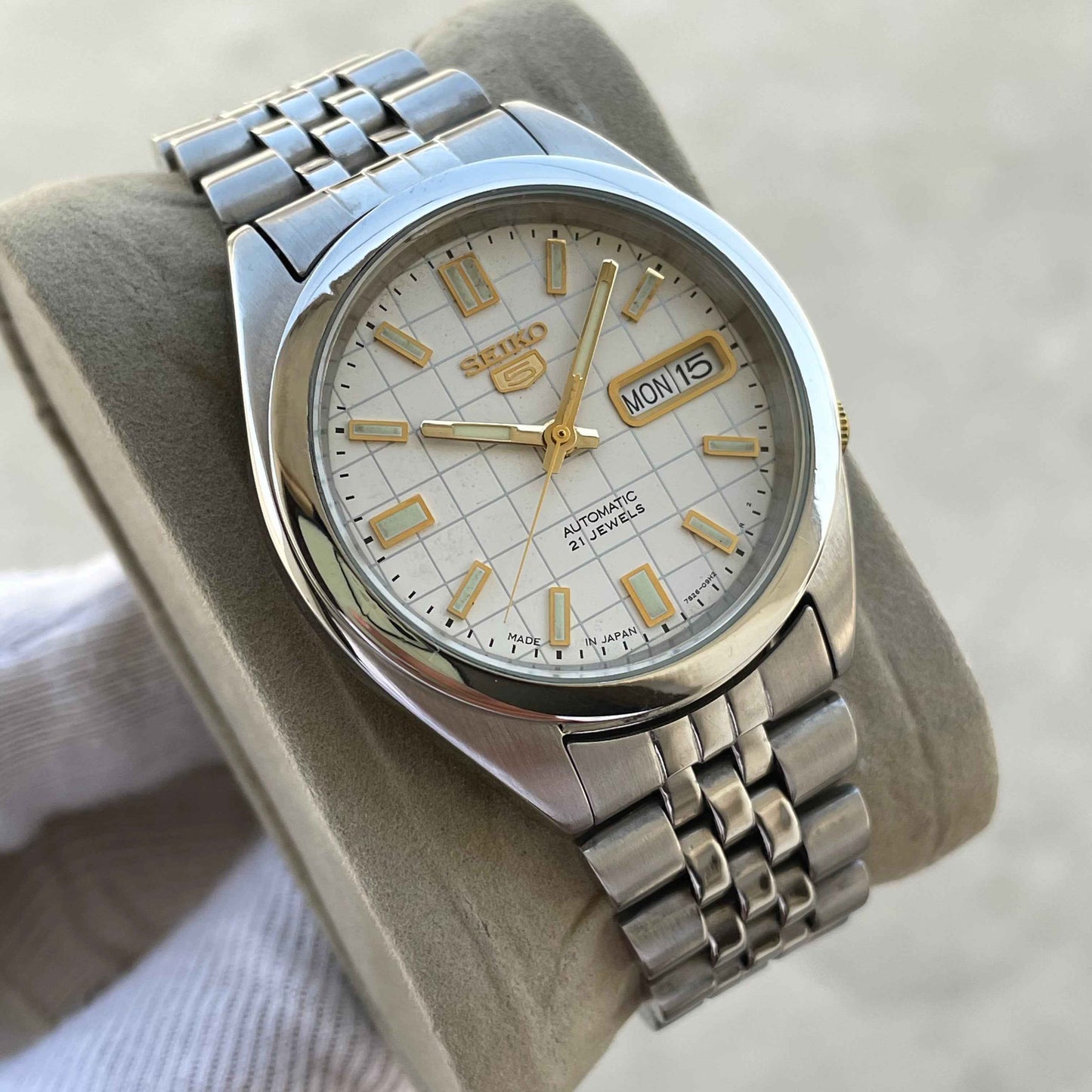 Seiko 5 White Checkered Dial