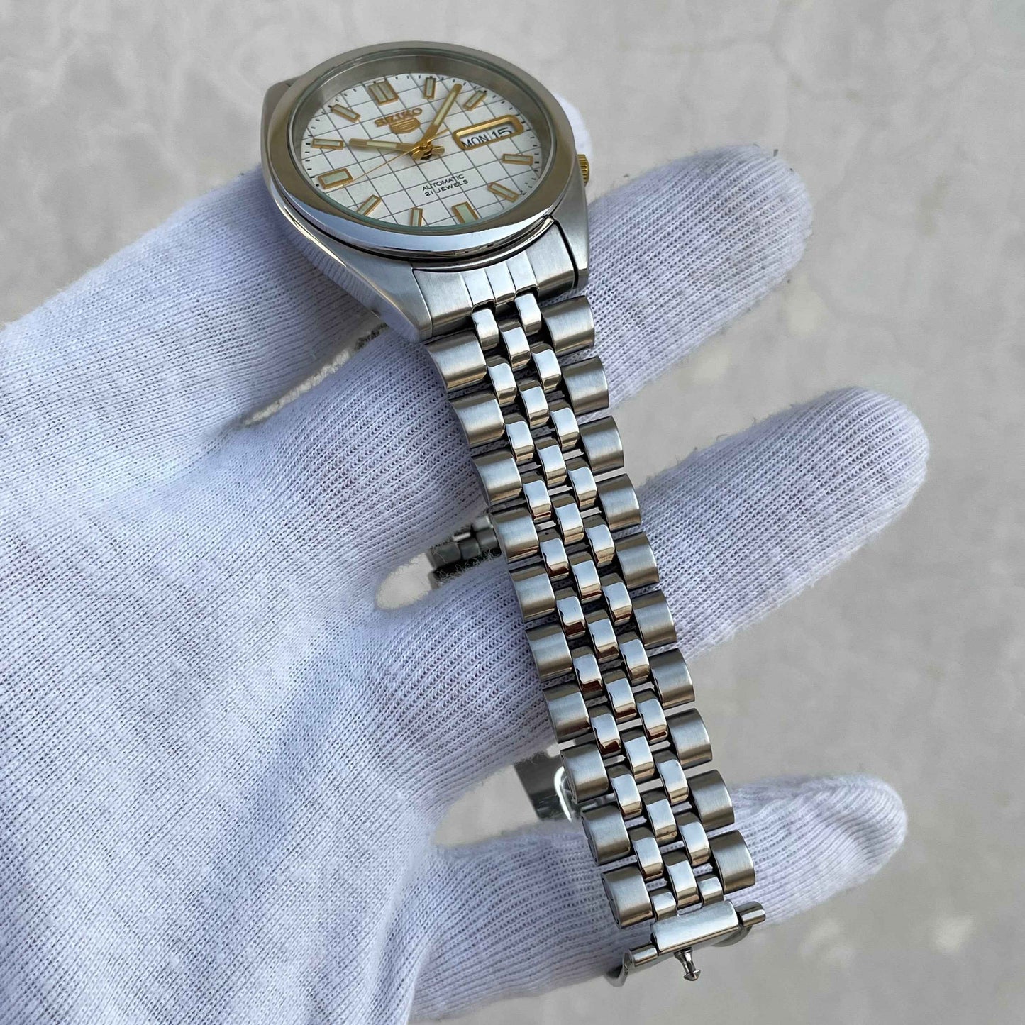 Seiko 5 White Checkered Dial