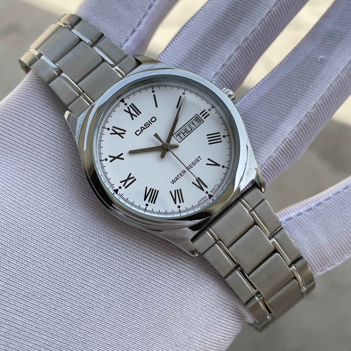 Casio White Roman Dial For Gents MTP-V006