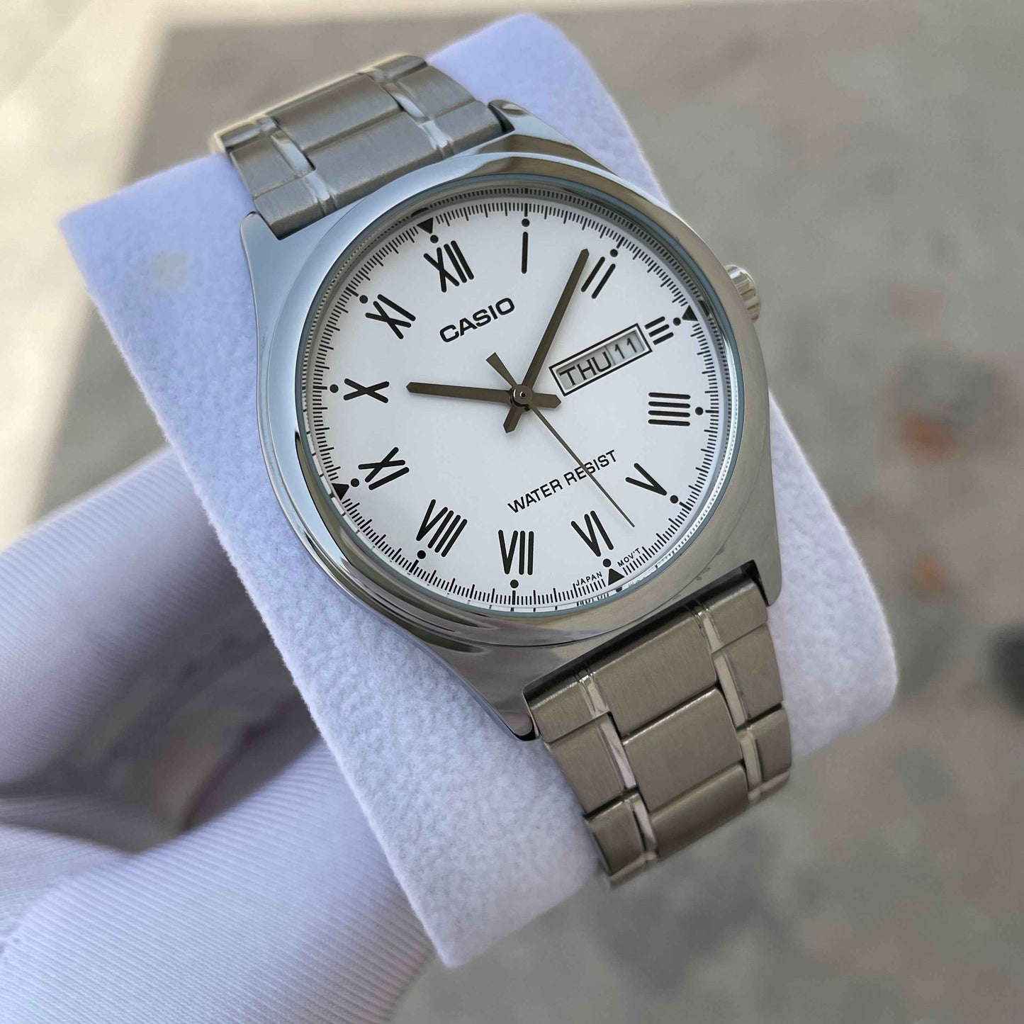 Casio White Roman Dial For Gents MTP-V006