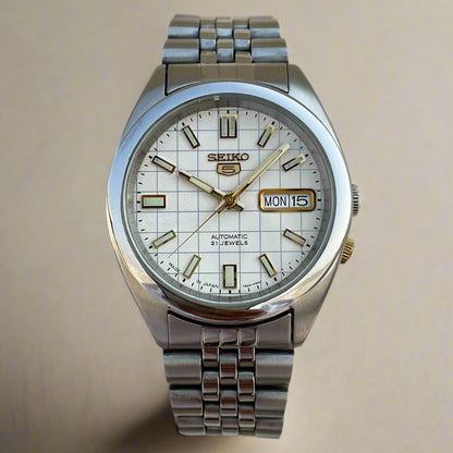 Seiko 5 White Checkered Dial