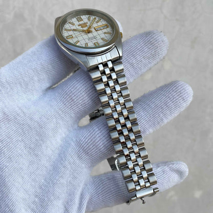 Seiko 5 White Checkered Dial