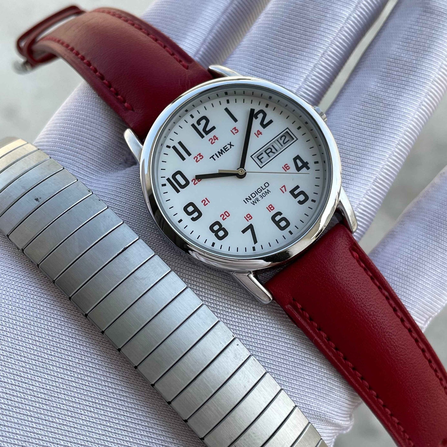 Timex Indiglo White Military Dial