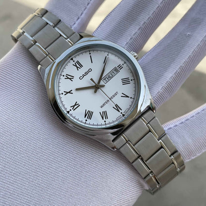 Casio White Roman Dial For Gents MTP-V006