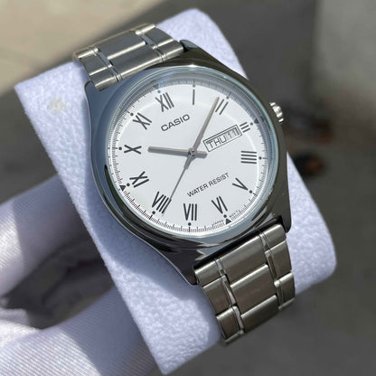 Casio White Roman Dial For Gents MTP-V006